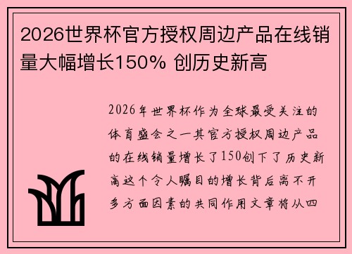 2026世界杯官方授权周边产品在线销量大幅增长150% 创历史新高